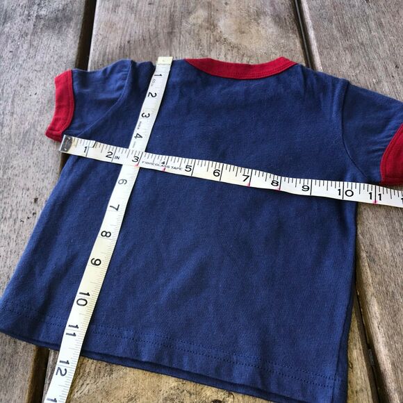 Gap Boys Tee Shirt Size 3-6 Months Blue Red Yellow Lightning Bolt Ringer Top NEW - Picture 6 of 6